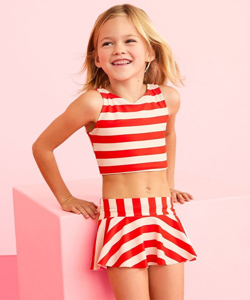 2) Two-Piece Cherry Back Skirted Swimsuit