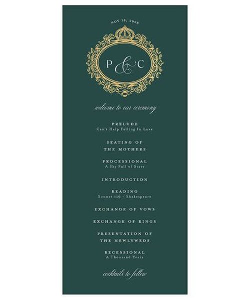 3) Glamorous Crown Monogram Crest Wedding Invitations