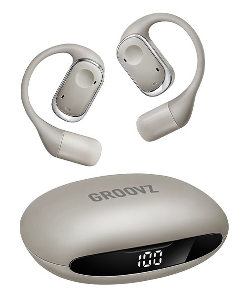 4) Groovz Plus Open-Ear True Wireless Headphones (Smart Battery Display)