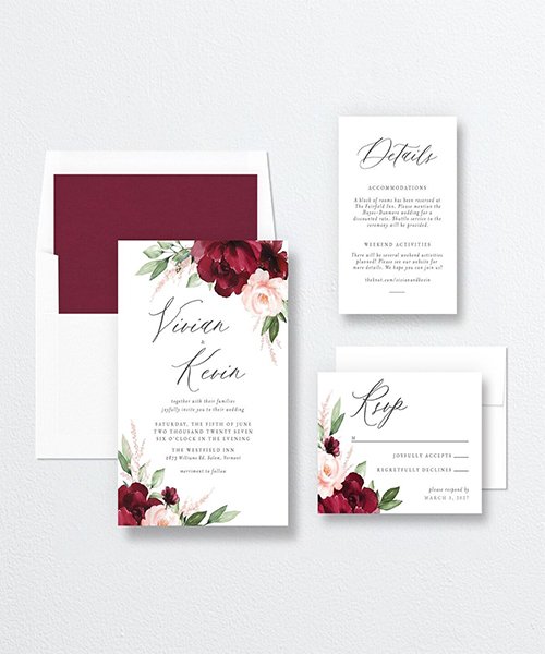5) Beloved Floral Wedding Invitations