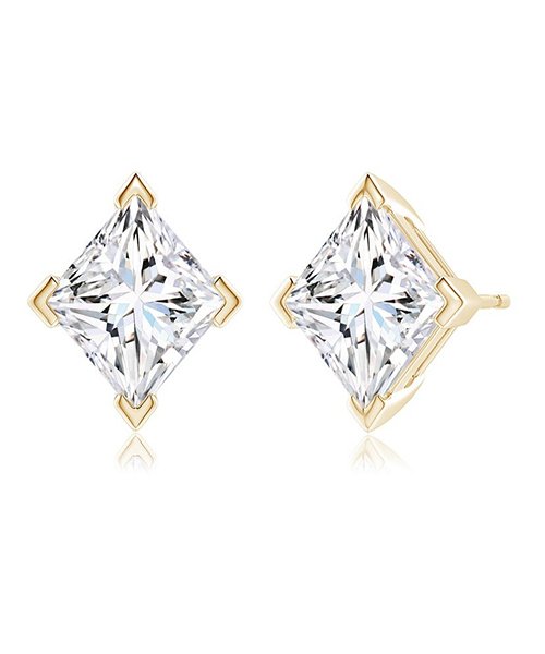 5) V-Prong Princess-Cut Lab-Grown Diamond Stud Earrings